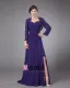 Chiffon Frynse Rund Hals Gulv Lengde Modre Av Bruden Gjester Kjoler