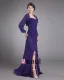 Chiffon Frynse Rund Hals Gulv Lengde Modre Av Bruden Gjester Kjoler