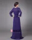 Chiffon Frynse Rund Hals Gulv Lengde Modre Av Bruden Gjester Kjoler
