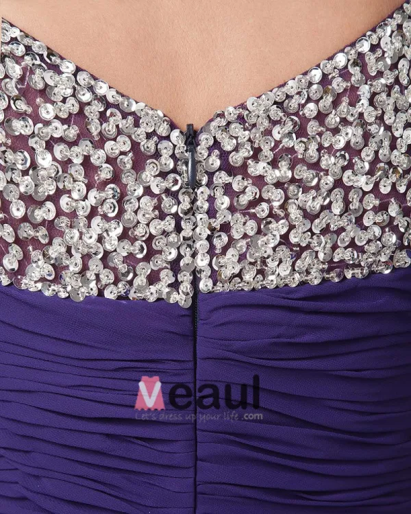 Chiffon Frynse Rund Hals Gulv Lengde Modre Av Bruden Gjester Kjoler