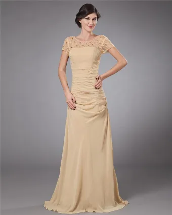 Chiffon Beading Floor Length Mothers Of Bride Guests Dresses
