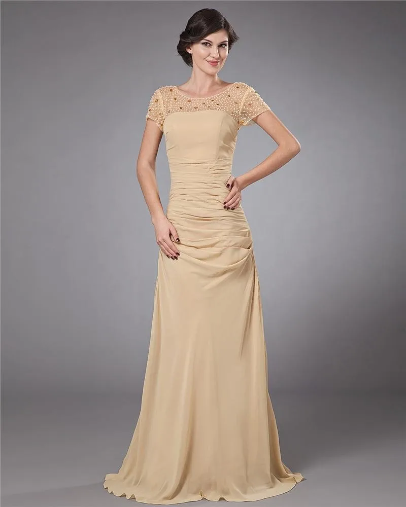 Chiffon Beading Gulv Lengde Modre Av Bruden Gjester Kjoler