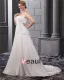 Satin Chiffon Ruffle Embroidery Court Large Size Bridal Gown Wedding Dress