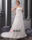 Satin Chiffon Ruffle Embroidery Court Large Size Bridal Gown Wedding Dress