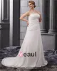 Satin Chiffon Ruffle Embroidery Court Large Size Bridal Gown Wedding Dress