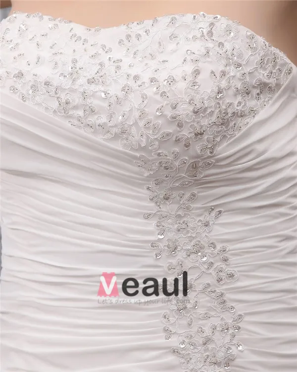 Satin Chiffon Ruffle Embroidery Court Large Size Bridal Gown Wedding Dress