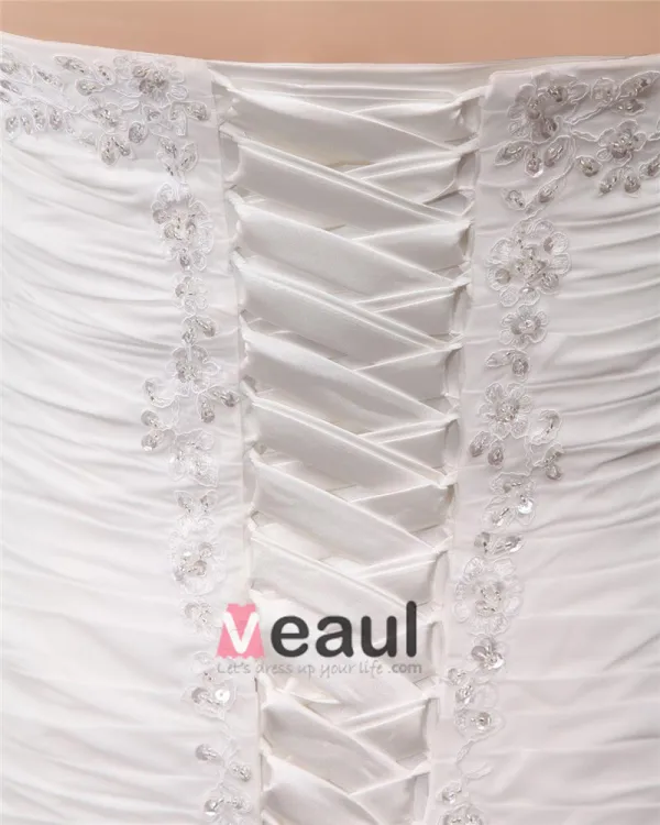 Satin Chiffon Ruffle Embroidery Court Large Size Bridal Gown Wedding Dress