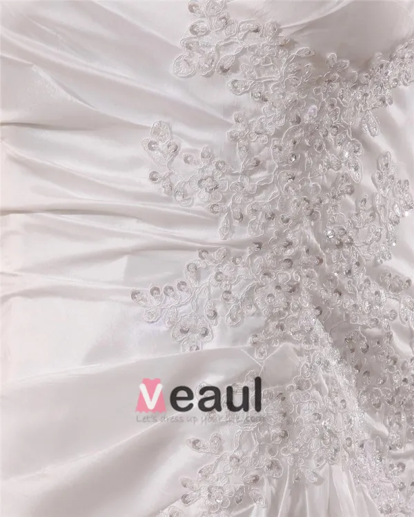 Satin V Cou Tribunal Applique Ainsi La Taille De Mariée Robes De Mariage De Robe