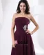 Chiffon Ruffle Sleeveless Strapless Knee Length Bridesmaid Dresses