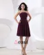 Chiffon Ruffle Sleeveless Strapless Knee Length Bridesmaid Dresses