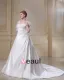 Elegant V-Neck Chapel Train Yarn Satin Plus Size Wedding Dress