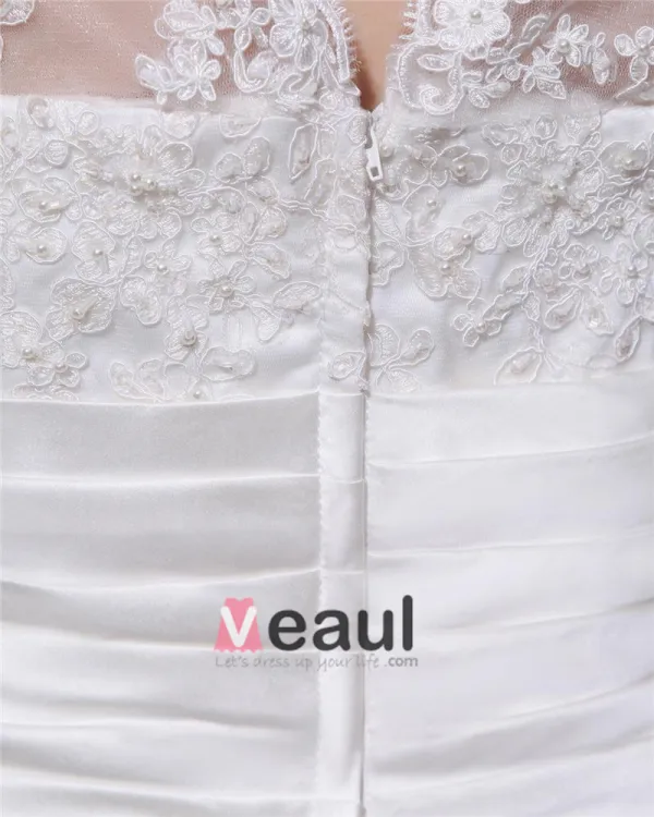 Elegant V-Neck Chapel Train Yarn Satin Plus Size Wedding Dress