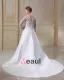 Elegant V-Neck Chapel Train Yarn Satin Plus Size Wedding Dress