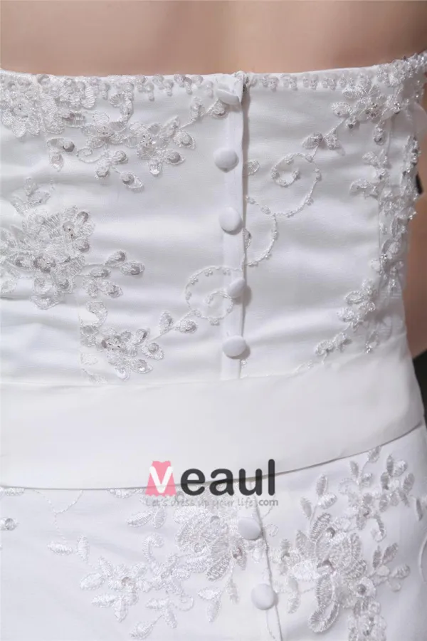 Concepteur A-ligne Bretelles En Satin Dentelle Plus La Robe De Mariage De Taille