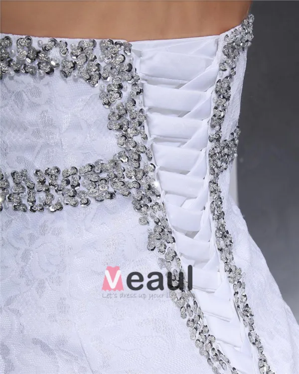 Lace Ruffle Beaded Embroidered Sweetheart Court Mermaid Bridal Gown Wedding Dresses