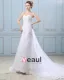 Applique Single Breasted Back Semi Cathedral Satin Organza Sheath Wedding Dress