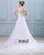 Applique Single Breasted Back Semi Cathedral Satin Organza Sheath Wedding Dress