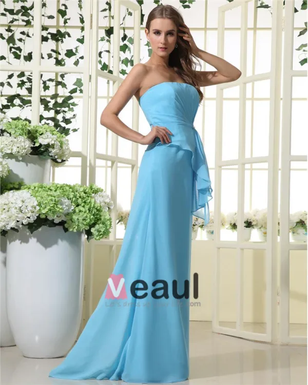 Stylish Ruffles Strapless Chiffon Bridesmaid Dresses
