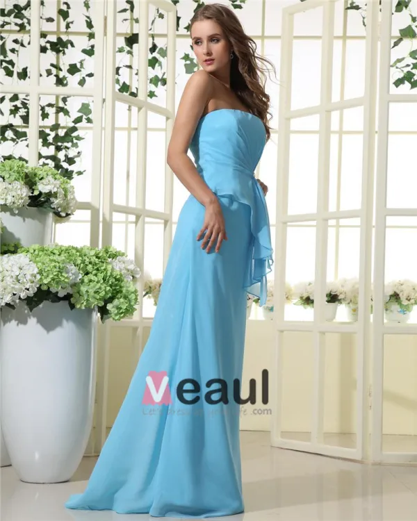 Stylish Ruffles Strapless Chiffon Bridesmaid Dresses