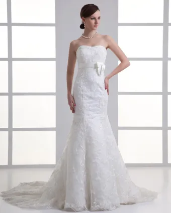 Tulle Noeud Sweetheart Les Trains Tribunal Robe De Mariée Sirène