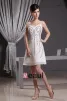 Chiffon Silk Beading Thigh Length Spaghetti Straps Mini Wedding Dress