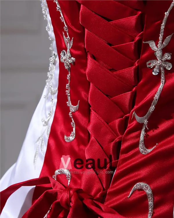 Ball-Gown Sweetheart Court Train Satin Wedding Dress With Embroidered Beading Sequins