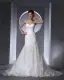 Sweetheart Floor Length Beading Lace Organza Chapel Train Women Mermaid Wedding Dress