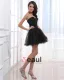 Satin Gasbind Beading Kjaereste Rygglose Glidelas Ermelos Plissert Mini Cocktail Kjoler Festkjoler