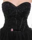 Satin Gasbind Beading Kjaereste Rygglose Glidelas Ermelos Plissert Mini Cocktail Kjoler Festkjoler
