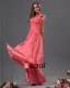 One Shoulder Chiffon Bowtie Floor Length Bridesmaid Dresses