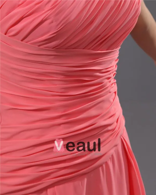 One Shoulder Chiffon Bowtie Floor Length Bridesmaid Dresses