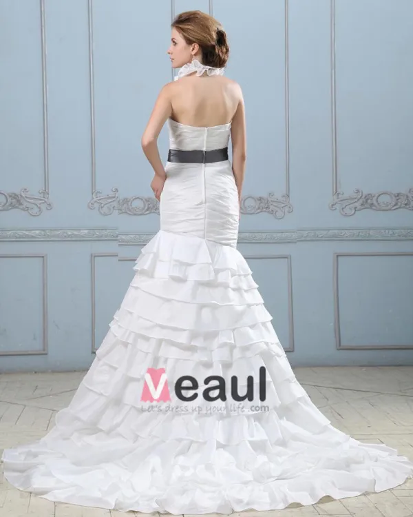 Ruffle Sweetheart Neck Beading Belt Taffeta Mermaid Wedding Dress