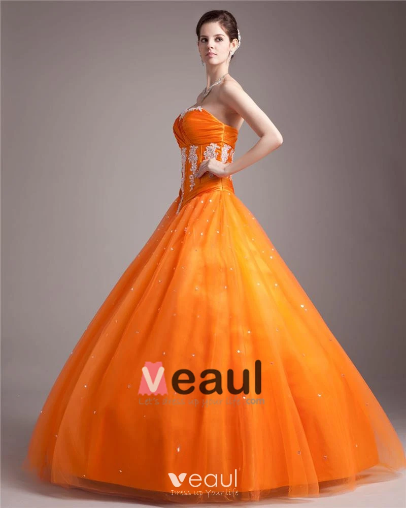Sweetheart Ball Gown Yellow Tulle Beading Prom Dress