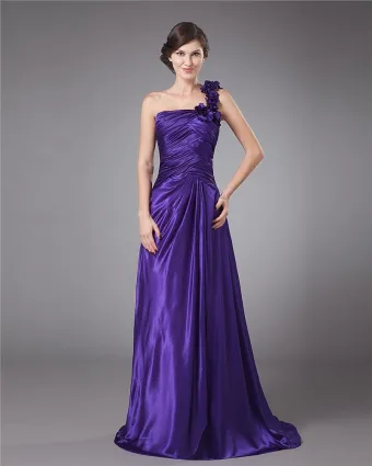 Chiffon Ruffle Pleated One Shoulder Floor Length Mothers Of Bride Guests Dresses