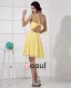 Une Epaule Sans Manches Volants Dos Nu Perles Longueur Mini Mousseline De Soie Robe De Cocktail Femme