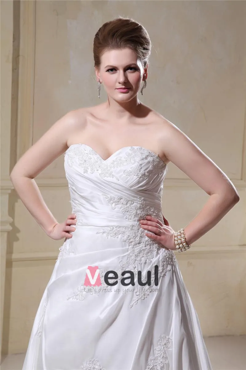 Taffeta Sweetheart Chapel Train A Line Bridal Plus Size Wedding Dress Taffeta Sweetheart Chapel Train A Line Bridal Plus Size Wedding Dress