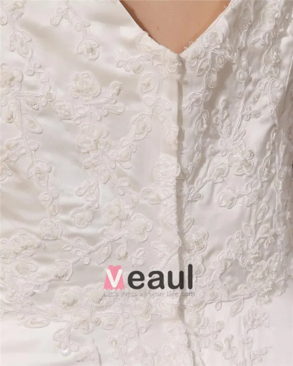 A-ligne Col En V Balayage Sans Manche Plus La Robe De Mariée De Taille