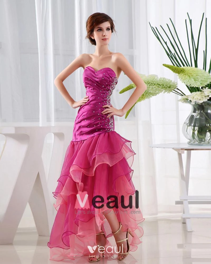 asymmetrical ruffle prom dress