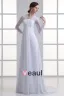 Chiffon Ruffle V Neck Court Train Empire Wedding Dress