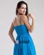 Chiffon V-hals Drapere Handlaget Blomst Kne Hoye Brudepikekjoler