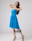 Chiffon V-hals Drapere Handlaget Blomst Kne Hoye Brudepikekjoler