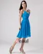 Chiffon V-hals Drapere Handlaget Blomst Kne Hoye Brudepikekjoler