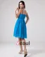 Chiffon V-hals Drapere Handlaget Blomst Kne Hoye Brudepikekjoler