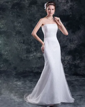 Tulle Longueur De Plancher De Sirène Robe De Mariée Fourreau Bustier