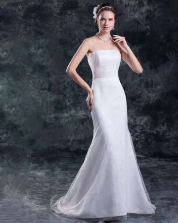 Tulle Longueur De Plancher De Sirène Robe De Mariée Fourreau Bustier