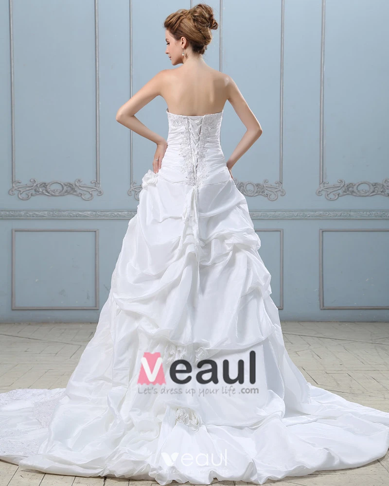 Wedding Dress Taffeta Appliques Ball Gown Skirt