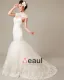 Graceful Applique Beading High Neck Tulle Mermaid Wedding Dress