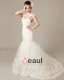 Graceful Applique Beading High Neck Tulle Mermaid Wedding Dress