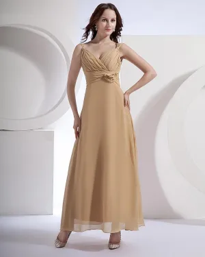 Chiffon Buste V Hals Gulv Lengde Brudepikekjoler