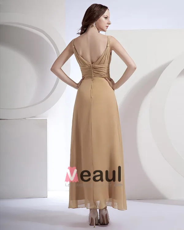Chiffon Ruffle V-Neck Floor Length Bridesmaid Dresses